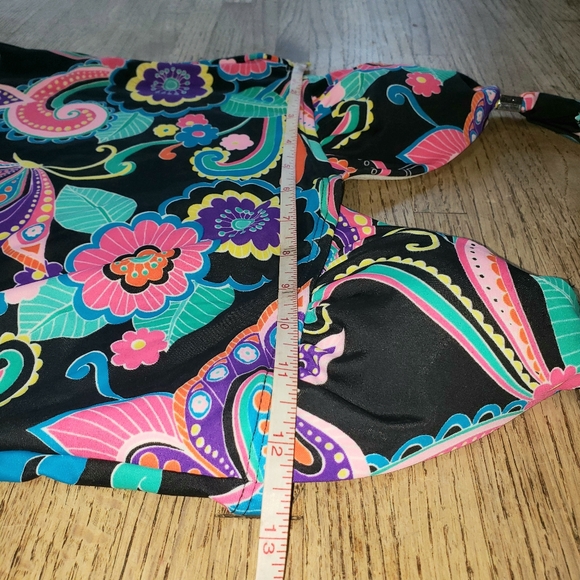 CANDIE'S Bright Neon Colorful Rainbow Floral Butterfly Halter Tankini Top Sz XS - Picture 16 of 16